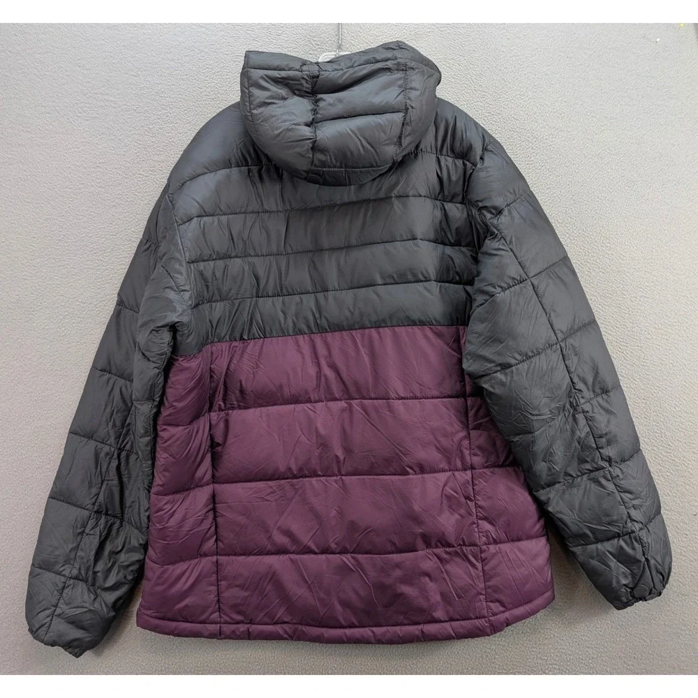 Columbia Puffer Jacket Hooded Insulated Men's XL Gray Purple Nylon Colorblock